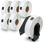 BETCKEY - Compatible File Folder Labels Replacement for Brother DK-1203 (0.66" x 3.4"), Use with Brother QL Label Printers [6 Rolls + 1 Reusable Cartridge]