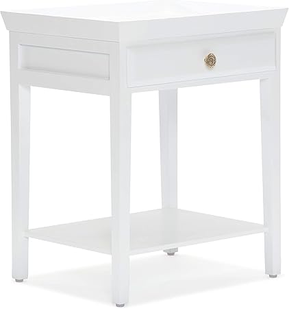 Amazon Com Finch Hampton 2 Tier Bedside Table With Drawer Solid Wood Side End Accent Nightstand For Small Bedroom Fully Assembled White Furniture Decor