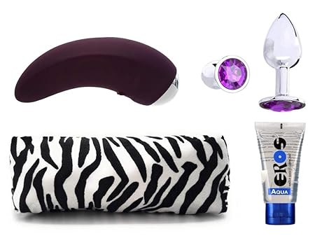 Lustfactor LUSTBOX | Das tolle Lovetoy-Set mit der VENUS | G-Punkt + Auflegevibrator, Analplug, Gleitgel, Secret-Bag im Zebra