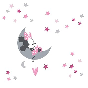 Amazon Com Lambs Ivy Disney Baby Minnie Mouse Celestial Wall Decals Pink Gray Baby