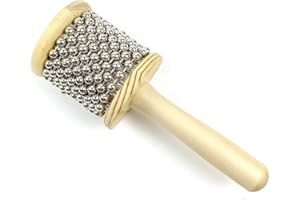 LOONELO Wooden Hand Cabasa with Stainless Steel, Hand Shaker Percussion Instrument with Metal Beads for Adults Band Music Education Classroom Music or Playing at Home