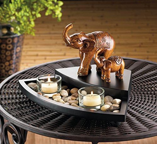 Elephant Candleholder Decorative Dish Bowl Set African Jungle Safari Decor