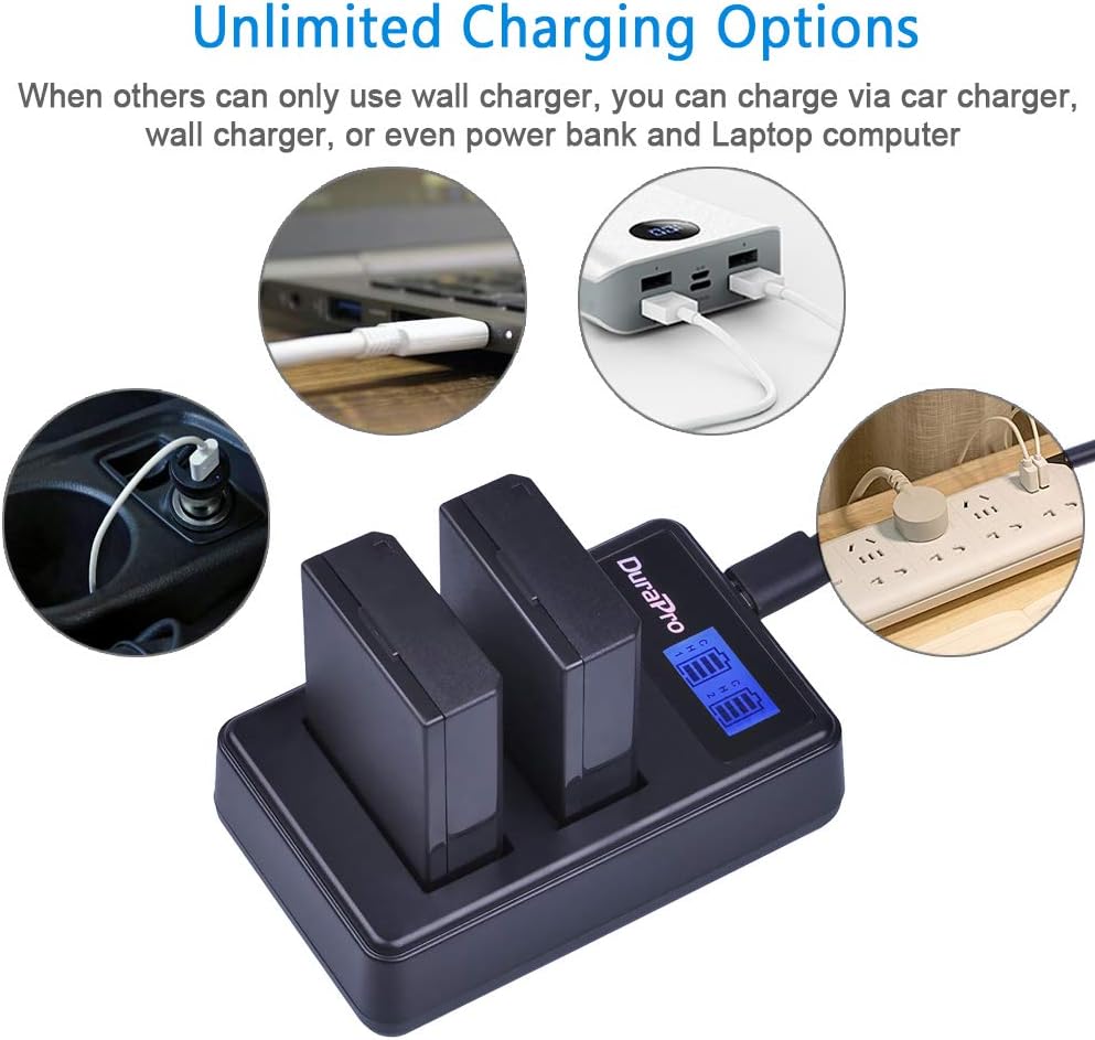 DuraPro 2Packs LP-E10 Battery + Slim LCD Dual USB Charger for Canon LP-E10; EOS 1100D,1200D,1300D,1500D,2000D, Rebel T3, T5 - Image 5