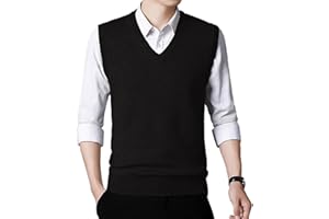 KUYIGO Men's Sweater Vest V Neck Christmas Knitted Sleeveless Xmas Sweaters Pullover