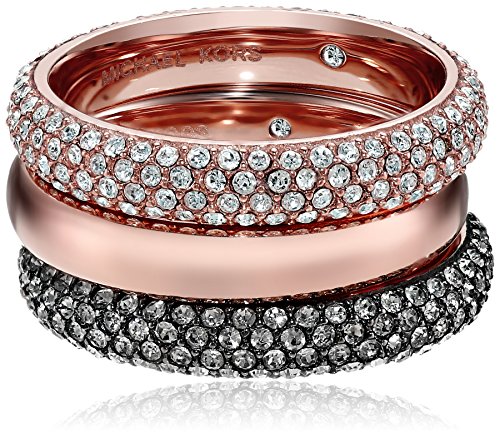 Michael Kors Rose Gold Tone Gunmetal Stackable Ring Size