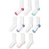 Amazon Essentials Women's Cotton Cushioned Crew Socks, 10 Pairs