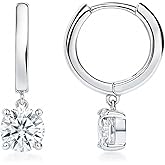 BERRICLE Sterling Silver Solitaire Mini Helix Cartilage Hoop Huggie Earrings for Women, 1.4-2.4 Carat Cubic Zirconia CZ 0.5 inch