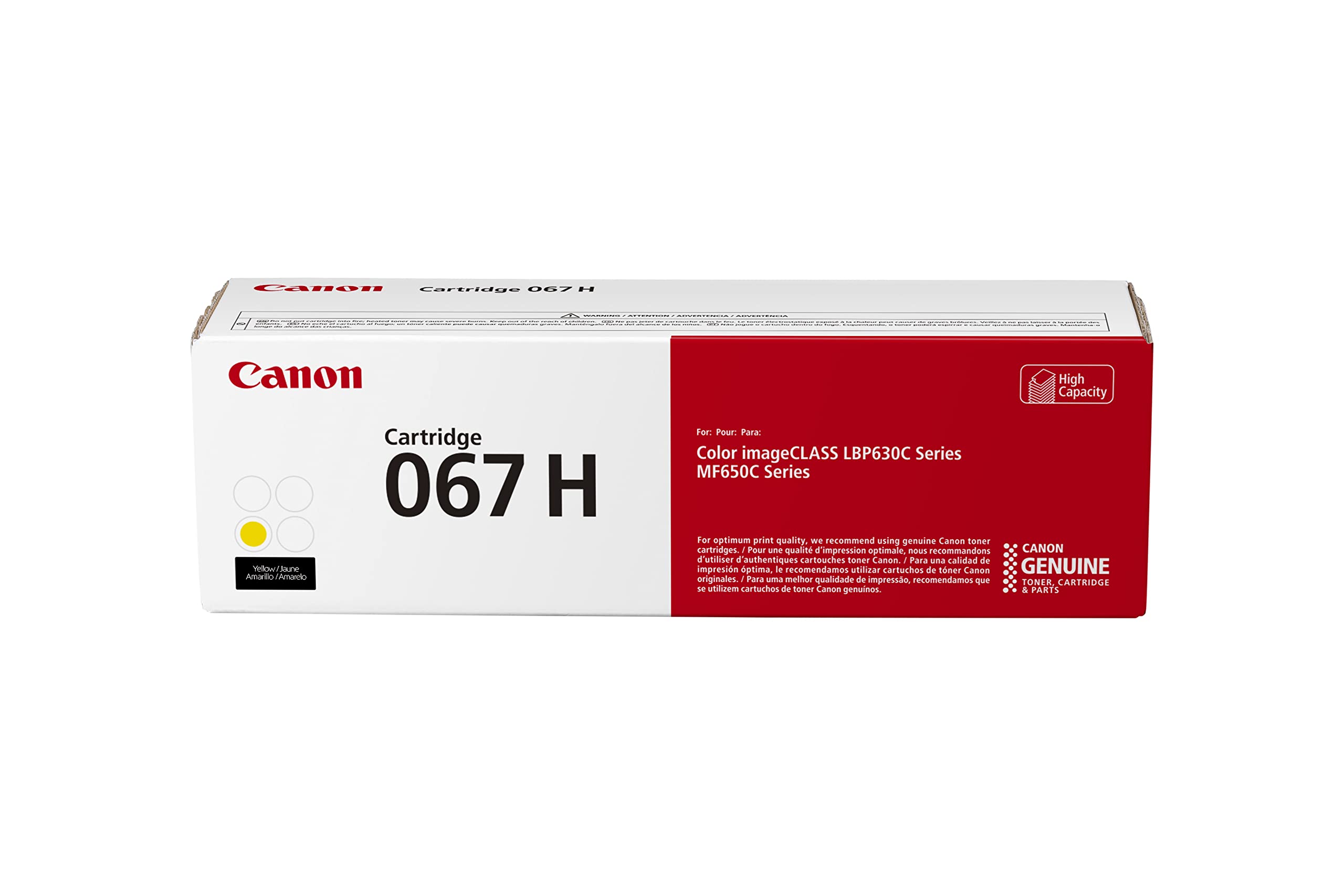 Photo 1 of Canon Genuine 067 Yellow Toner Cartridge High Capacity Compatible with LBP633Cdw, LBP632Cdw, MF652Cdw, MF653Cdw, MF654Cdw, MF656Cdw