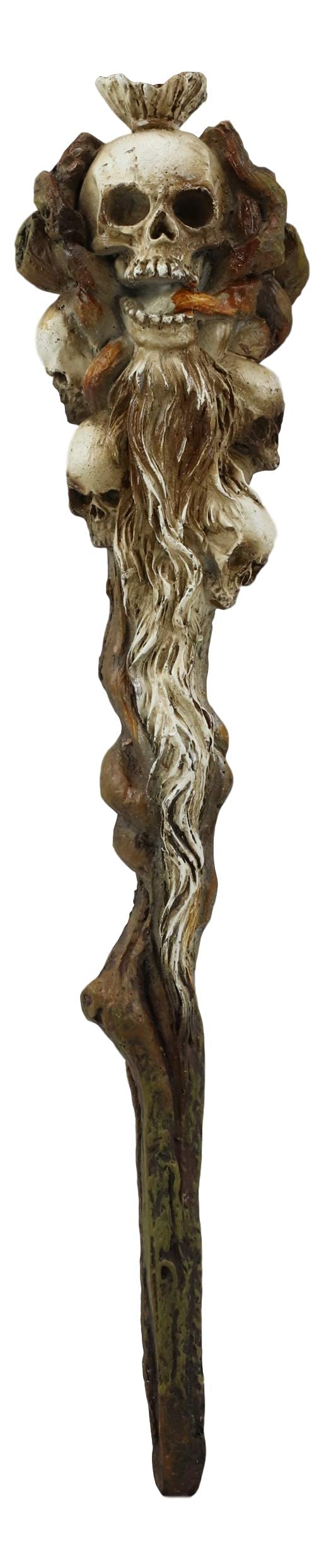 Ebros Witches Wizards and Sorcerers Realistic Fantasy Cosplay Magic Wand Decorative Magical Spells Sorcery Costume Prop Accessory Decor Collectible Figurine (Necromancer Skulls)