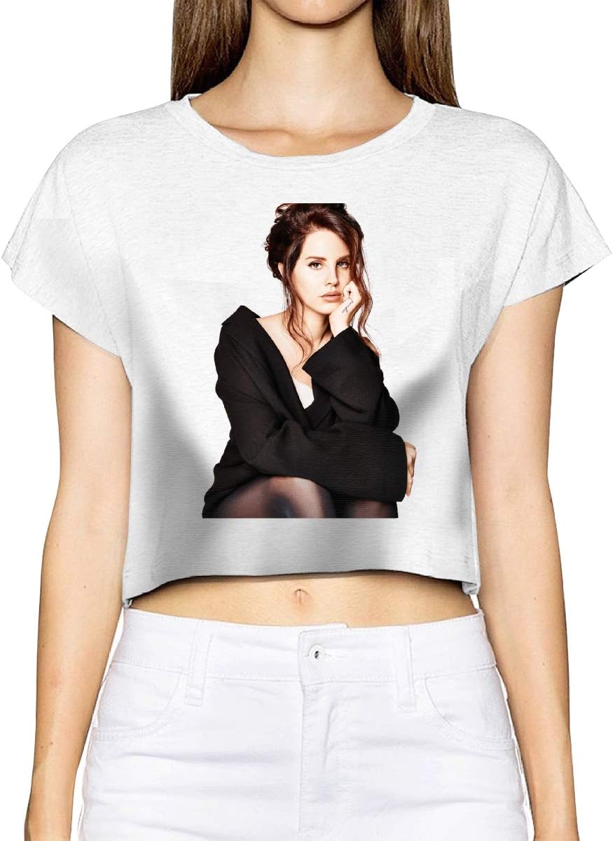 Lana Del Rey Womens Funny Graphic T-Shirt Basic Crop Short Sleeve Crop T-Shirt Top