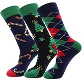 suokesi Christmas Socks Men, Crazy Funny Novelty Hoilday Fun Funky Crew Dress Socks Gifts for Men Women