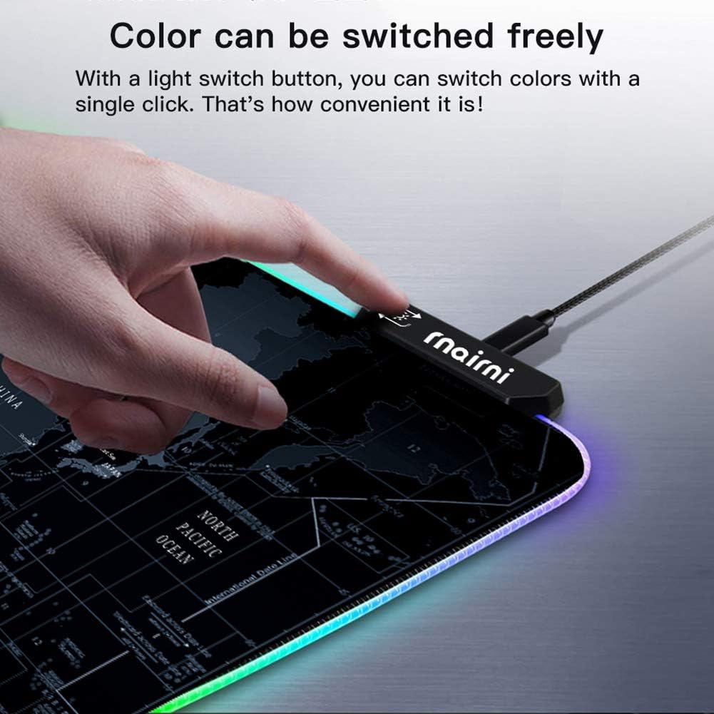 Extended RGB Gaming Mouse Pad, Extra Large Gaming Mouse Mat for Gamer, Waterproof Office DEST Mat with 10 Lighting Mode, for PC Computer RGB Keyboard Mouse MacBook - 31.5'' x 15" x 4mm(Map) : Office Products