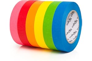 Craftzilla Colored Masking Tape - 6 Color Masking Tape Rolls - 990 Feet x 1 Inch Painters Tape - Colored Painters Tape Assortment - Painter Tape - Craft Tape - Labeling Colorful Masking Tape