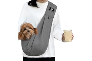 PAWPUBBY Dog & Cat Carrier Sling, Adjustable Soft Padded Shoulder Puppy Carrier, Hands-Free Dog Carrier Bag with Double Safety Buckles Premium Material for Outdoor Travel (Dark Gray, M)