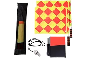 Naisfei Soccer Referee Flag Set & Referee Kit | Complete Sports Official Equipment with Linesman Flags, Red Yellow Cards, Sta