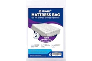 PROWEE 2 Pack Twin Mattress Bag for Moving – 39"x90"x12" Waterproof Plastic Mattress Cover for Storage & Disposal, Heavy-Duty