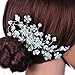 Pixnor Hair Pin Bridal Hair Comb for Wedding Crystal Rhinestones Pearls Decor(Silver)