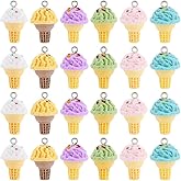SUNNYCLUE 1 Box 24Pcs 6 Colors Ice Cream Resin Charms Candy Charms Bulk Summer 3D Pink Sweet Dessert Yellow Cute Food Charm for Jewelry Making Charms Supplies DIY Necklace Bracelet Earrings Adults