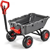 XtremepowerUS 2-in-1 Convertible Garden Cart &amp; Dump Wagon, 800-LB Capacity Heavy Duty Utility Cart with Convertible Tow/Pull Handle, 10-Inch Pneumatic Tires for Yard, Lawn, Farm &amp; Garden
