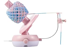 HT-MYLEC Yarn Winder for Crocheting, 10oz Large Capacity Electric Yarn Ball Winder with Strong Tension Stepless Speed, Automatic Yarn Cake Winder, Helper for Knitting Lovers, Pink