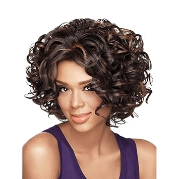 Amazon Com Black Women Fashion Short Curly Hair Wig Heat