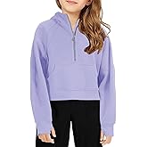 Doshoop Girls Half Ziper Collar Cropped Hoodies Long Sleeve Fleece Zip Up Pullover Sweatshirts