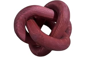 GUDAGUU Wood Knot Decor -Coffee Table Decor Shelf Decor Table Books Hand Carved Home Decoration Boho Country Rustic Modern Shabby Chic Style 3 Link Wooden Knot Chain Link Decor (Burgundy)
