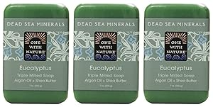 One With Nature Eucalyptus Soap (Pack of 3) With Dead Sea Minerals, Argan Oil, Shea and Eucalyptus Essential Oil, 7 oz. Each