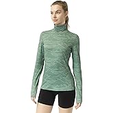 Leapstride Women's Slim Fit Turtleneck Base Layer Long Sleeve Top, Mountain Print, Moisture-Wicking for Workouts & Outdoor