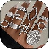 Navirix 10Pcs Gold Chunky Rings for Women,Vintage Stackable Layered Thick Knuckle Rings,Exaggerated Geometric Ring Set Aesthetic Jewelry Accessories