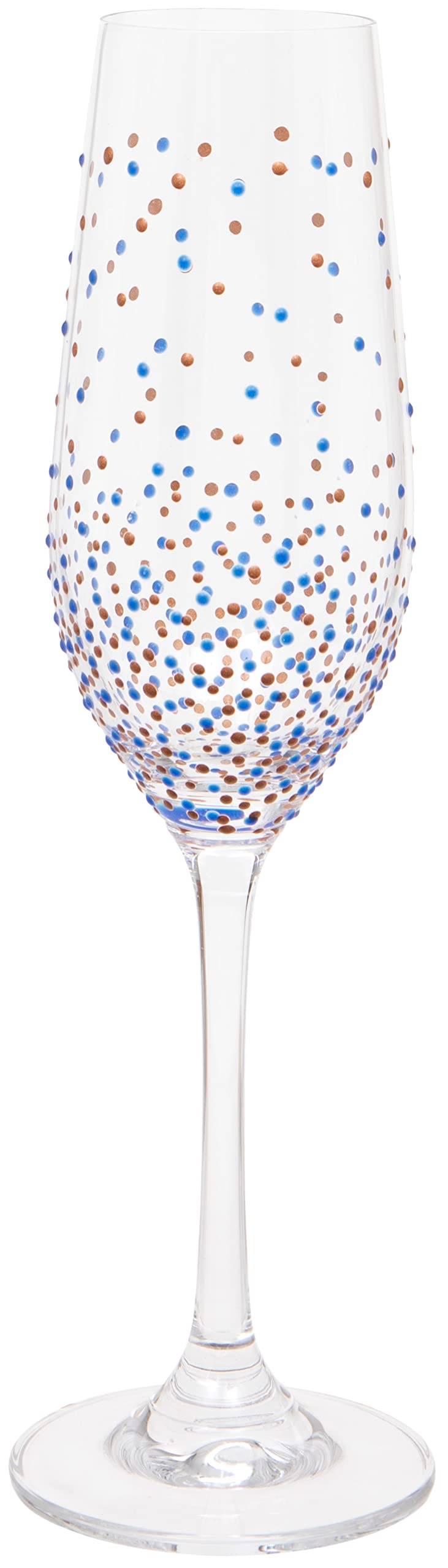 Hand Painted Blue Dot Pattern Champagne Flute, 220ml, Gift Boxed