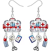 RAIDIN Acrylic Cute First-aid Kit Nurse Earrings Gifts Ideas for Women Mom Funny Medical Themed Symbol Dangle Appreciation Jewelry for Nurse Week Doctor RN Nursing Students Graduation