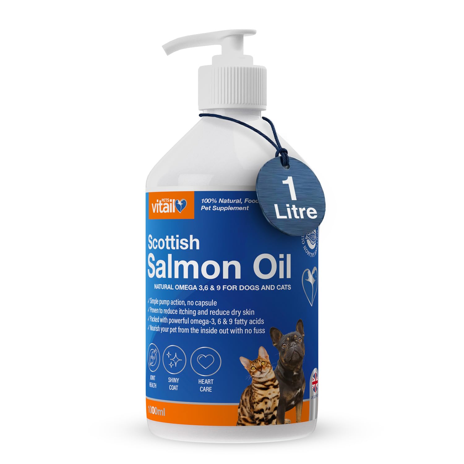 Zipvit Scottish Salmon Oil for Dogs & Cats, Supports Healthy Skin & Coat,Immunity, Joint & Brain Health, Naturally Rich in Omega 3, 6 & 9 (1 Litre)