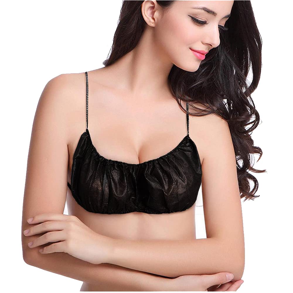 Photo 1 of Greenour 50PCS Disposable Bras for Spa Women's Underwear Black - Spray Tanning, Waxing, Beauty Salon - Individually Pack