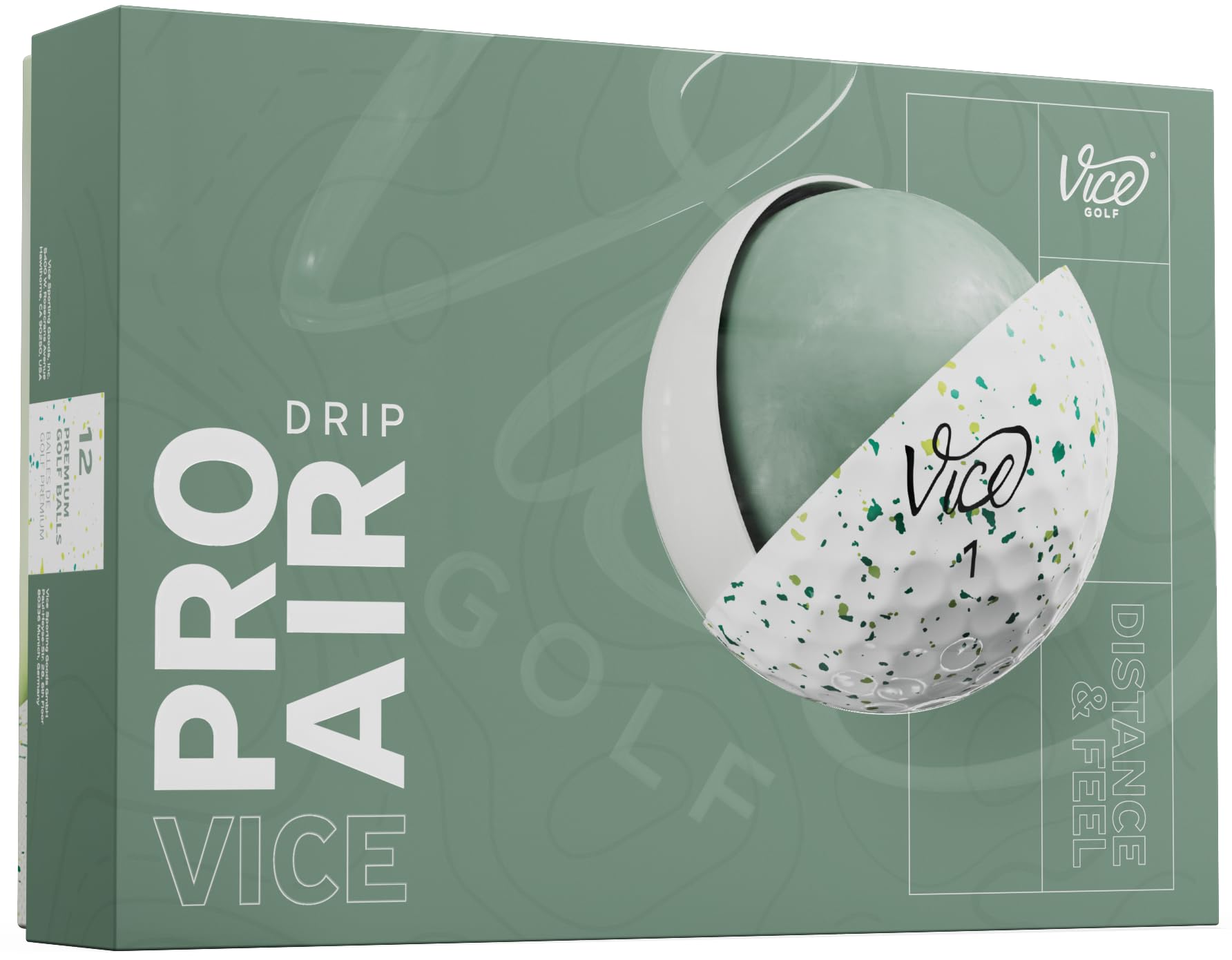 Vice Pro Air Golf Balls (2025 Model) (Petrol/Yellow Drip)