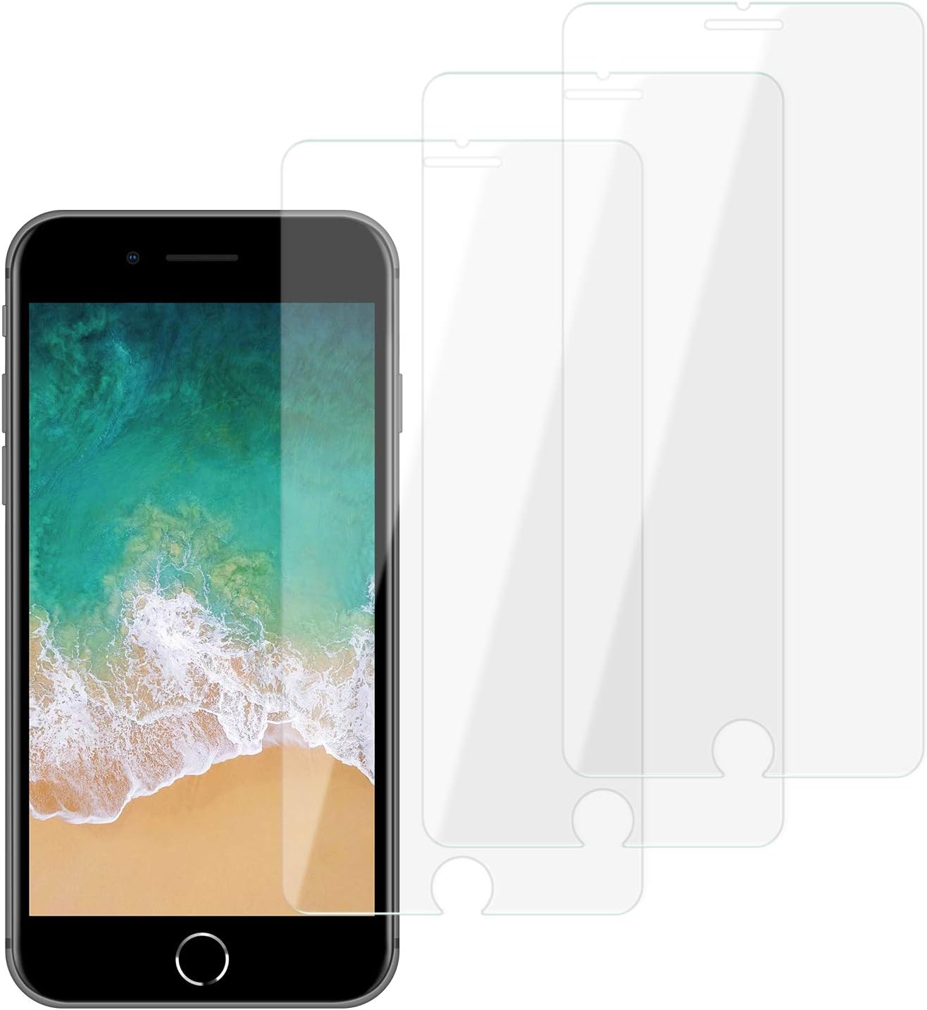 Fozalla Screen Protector Tempered Glass (3 Packs), Bubble Free, Anti Scratch and Fingerprint Compatible for iPhone 8plus / 7plus