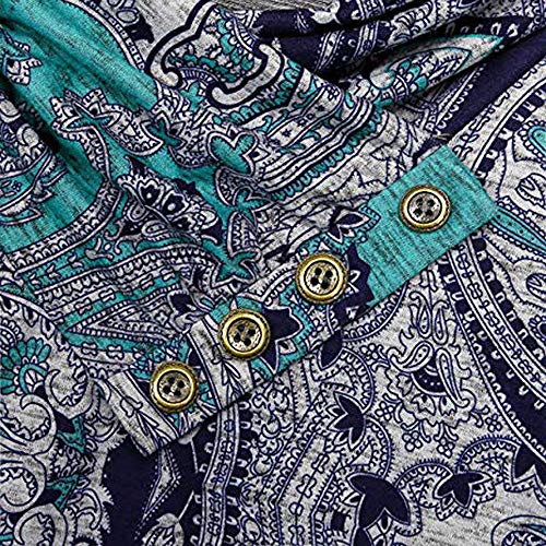 Women Button Blouse Duseedik Henley Mock Neck Paisley Long Sleeve Plus Size Casual Tops T-Shirt