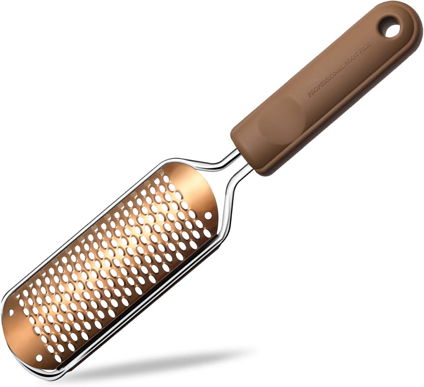 Pedicure Foot File Callus Remover - Large Foot Rasp Colossal Foot Scrubber Professional Stainless Steel Callus File for Wet and Dry Feet (Athens Copper)