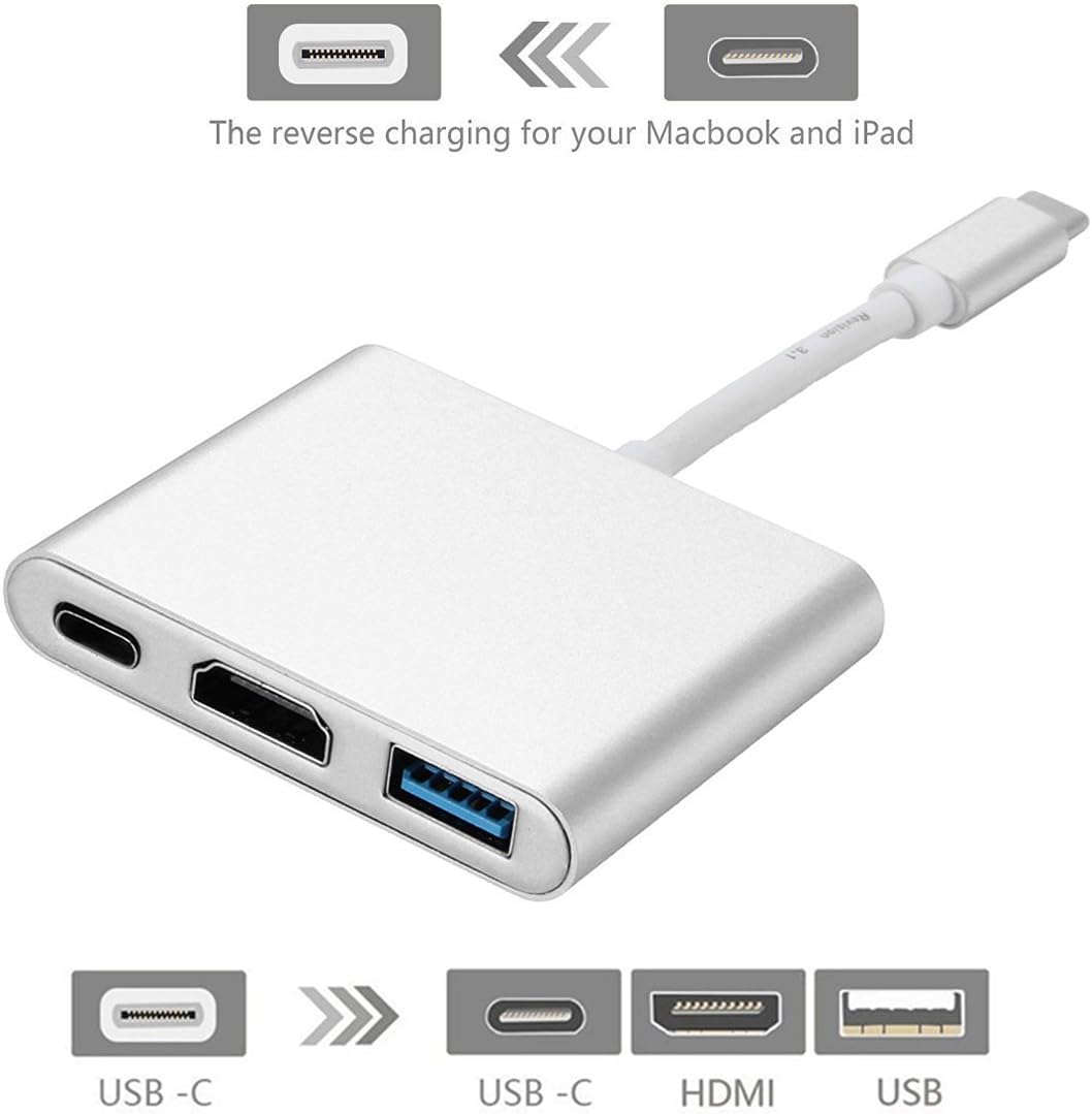 USB C HDMI USB Digital AV Multiport Adapter, COFEND USB 3.1 Hub Type C to HDMI 4K Adapter with USB -C Charging Power Supply for MacBook Pro, MacBook 2015/2016, Chromebook Pixel and More