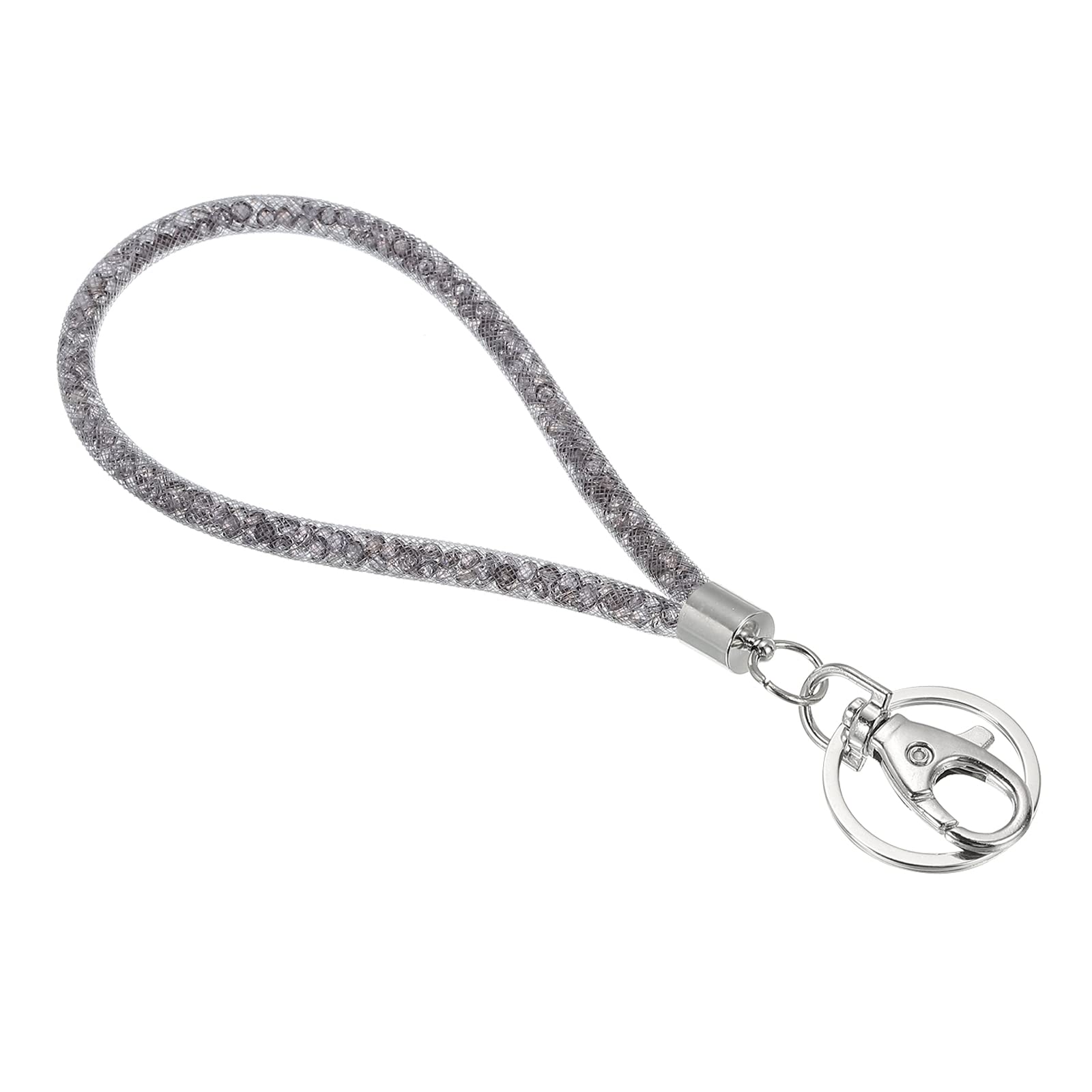 PATIKIL Wristlet Bling Keychain Lanyards, Crystal Lanyard Strap Wrist Keychain with Metal Clasp for ID Badge Holder Keys, Grey