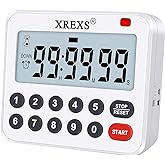 XREXS Digital Kitchen Timer Magnetic Countdown Up Cooking Loud Alarm | Mute Optional Magnet and Stand, Large Display Classroom Timer for Teachers (2 Batteries Included) Upgraded Version