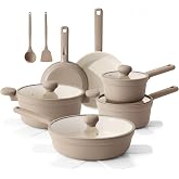 SENSARTE Ceramic Nonstick Pots and Pans Set, Nontoxic Cookware Set 17pcs | Healthy Nontoxic Ceramic Pan Set, Induction Compatible, Dishwasher Safe, PFAS PTFE PFOA Free