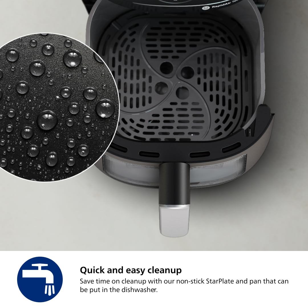 Freidora de aire Philips serie 2000: tecnología RapidAir, 13 formas de cocinar en 1, capacidad de 4,4 cuartos de galón, comidas más saludables hasta un 90 % menos de grasa, fácil de limpiar, apta para lavavajillas, control de pantalla táctil, aplicación HomeID (NA221/00)