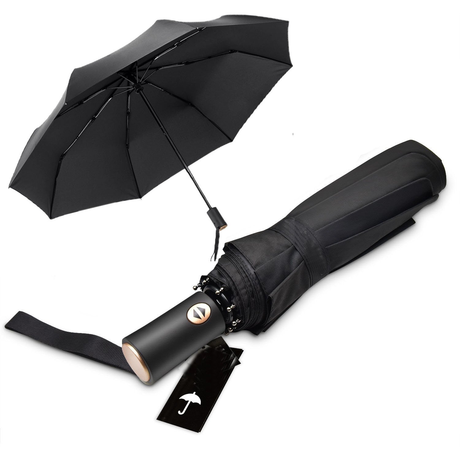 ergonomad windproof vented double canopy travel umbrella