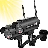 BNT Solar Powered Fake Security Camera, Bullet Dummy Security Camera Simulated Surveillance System with Realistic Red Flashin