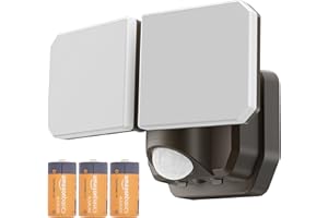 FLITI Battery Powered Motion Sensor Security Light,5000K 1000LM High Brightness,6 -Month Battery Life,No Wiring Installation,49FT Sensing Distance,Indoors or Outdoor Used,2-Year Warranty