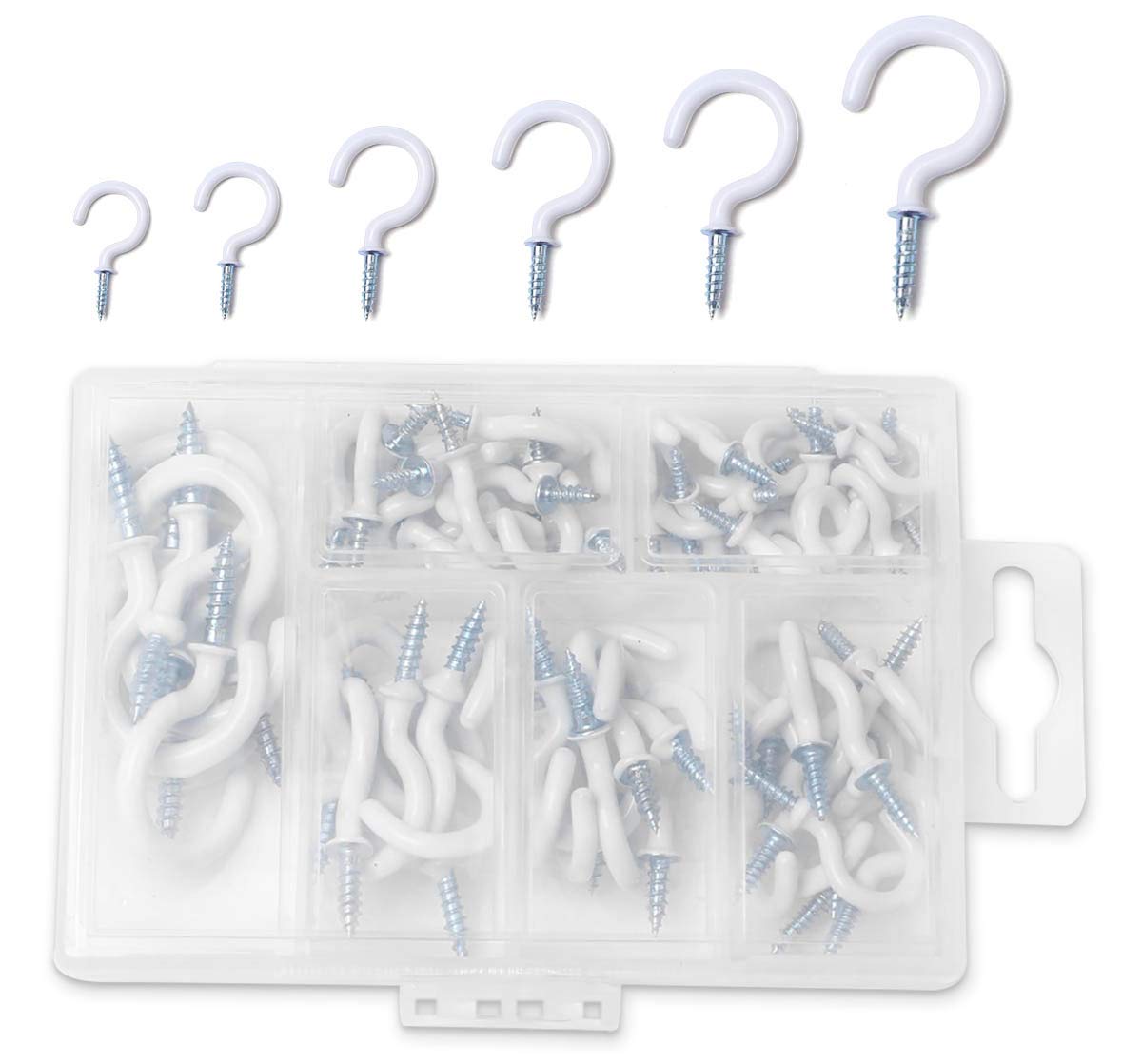 Miystn Mug Hooks, Ceiling Hooks for Hanging, Ceiling Hooks, and Screw in Hooks for Wood for Hanging Cup Jewelry Keyring Ornament (70 PCS)