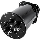 ALLOYWORKS Fuel Surge Tank 2.8L For Single 2.6L For Dual 39mm-40 Pumps 8AN Ports For Walbro F90000262, 195mm Length, Black