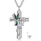 MEIDERBO Urn Necklaces for Ashes 925 Sterling Silver Pet/Butterfly/Dragonfly/Tree of Life/Hummingbird/Cardinal/Sunflower Dog Cat Cremation Jewelry with Funnel Filler Kit for Women Human Pets