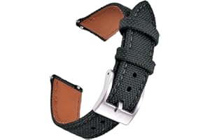 PTFULUOS Premium Soft Hybrid (Leather and Sailcloth) Watch Bands for Men Women,18mm 20mm 22mm Multiple Sizes Quick Release Replacement Watch Straps